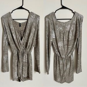 Windsor Jumpsuits | Silver Long Sleeve Romper